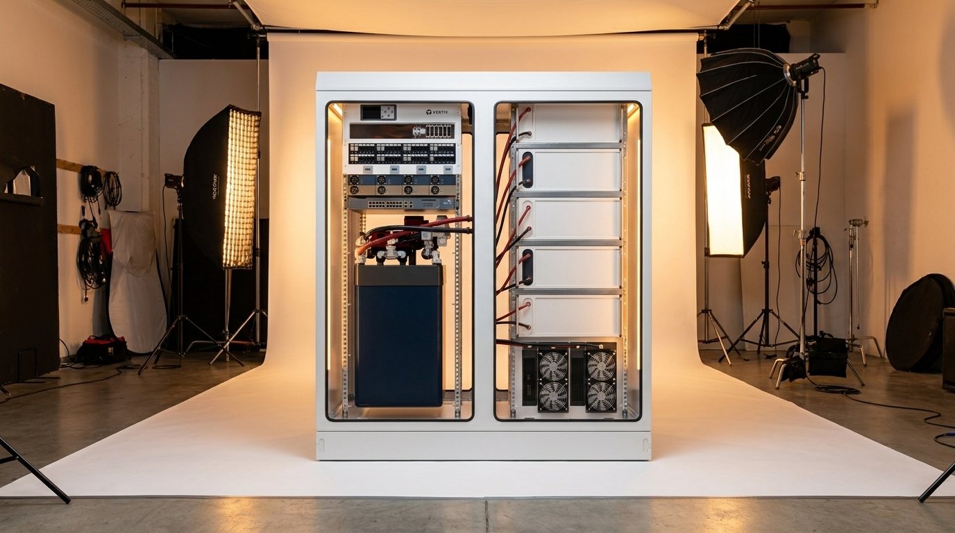 Vertiv outdoor cabinet, doors open